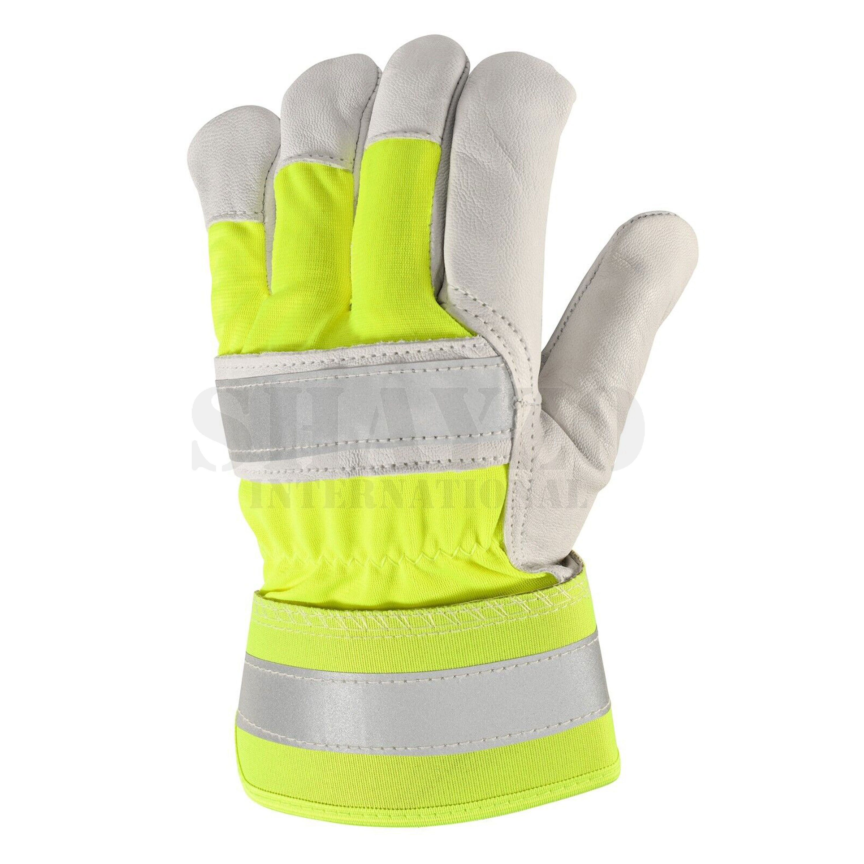 Puncture And Cut Resistant Cowhide Leather Work Gloves With Adjustable Wrist And Reinforced Leather Palm Patch