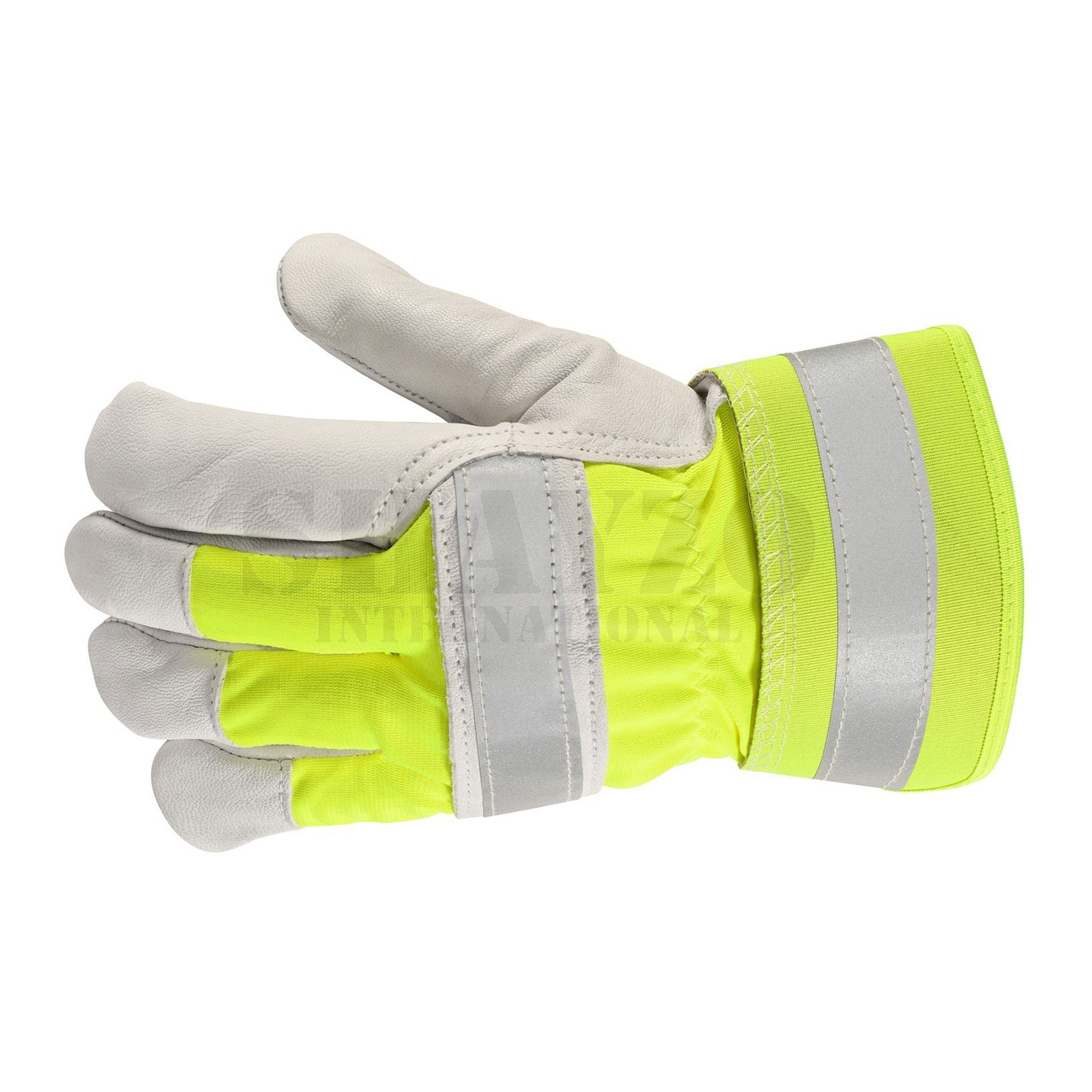 Puncture And Cut Resistant Cowhide Leather Work Gloves With Adjustable Wrist And Reinforced Leather Palm Patch