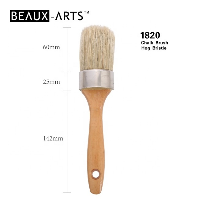 Hog Bristle Beech Handle Chalk Paint Brush Paint Furniture Natural Bristle Painting Cleaning Brush with Oval Shape