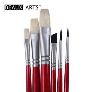 Personalized Paint Brushes with ChunKing Hog Bristle and Taklon Art Paint Brush Set