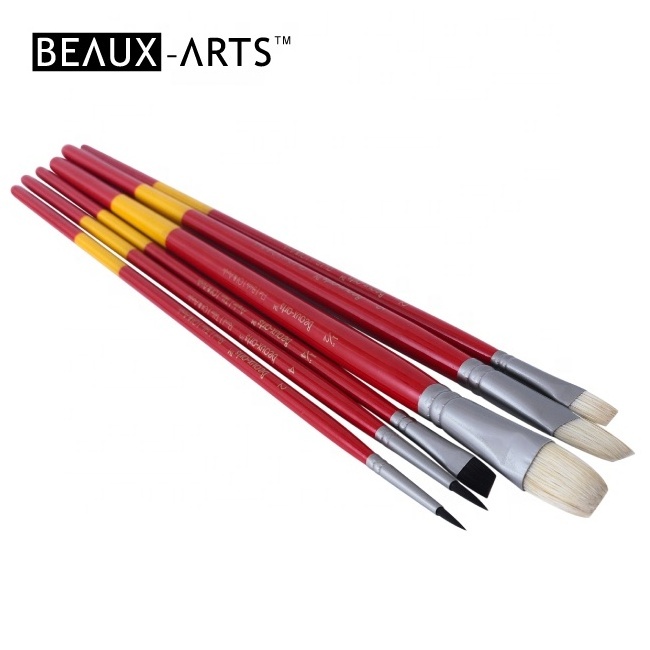 Personalized Paint Brushes with ChunKing Hog Bristle and Taklon Art Paint Brush Set