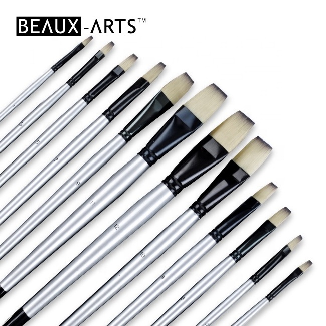 Flat Bicolor Synthetic Painting Brushes Artist Paint Brush for Acrylic Painting, Oil Painting, Watercolor