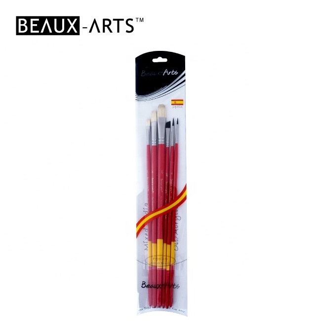 Personalized Paint Brushes with ChunKing Hog Bristle and Taklon Art Paint Brush Set