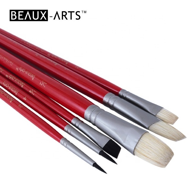 Personalized Paint Brushes with ChunKing Hog Bristle and Taklon Art Paint Brush Set