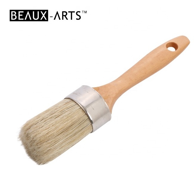 Hog Bristle Beech Handle Chalk Paint Brush Paint Furniture Natural Bristle Painting Cleaning Brush with Oval Shape