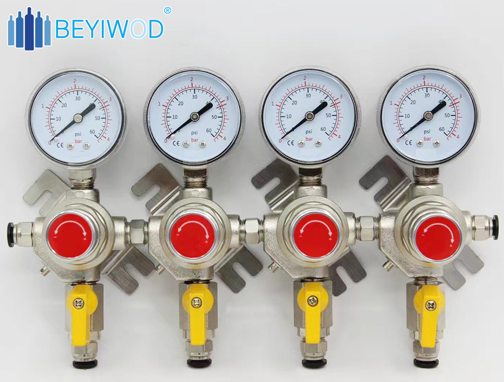 Dual Gauge CO2 Draft Beer Regulator Pressure Regulator CGA-320 CO2 Tank Beer Kegerator Regulator with Relief Valve