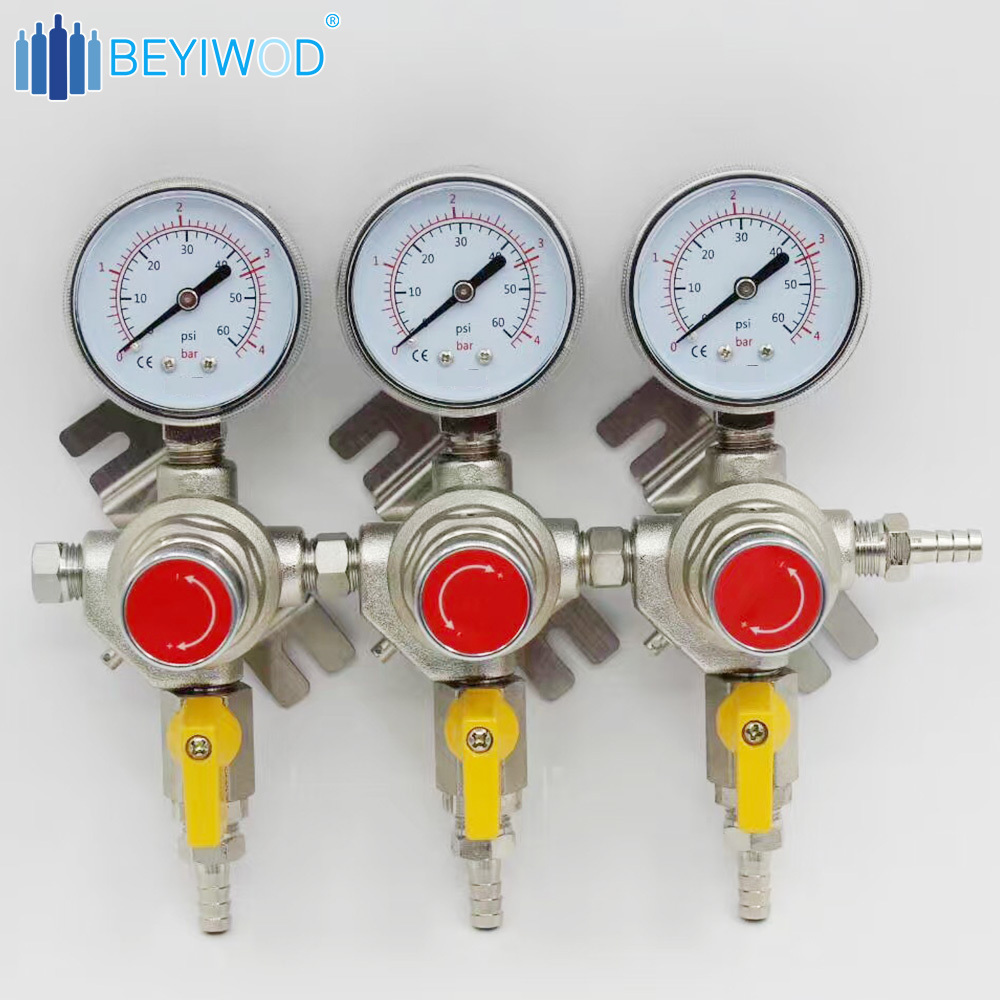 Dual Gauge CO2 Draft Beer Regulator Pressure Regulator CGA-320 CO2 Tank Beer Kegerator Regulator with Relief Valve