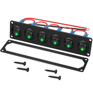 6 Position Dot LED Marine Rocker Switch Panel 12V 6 Gang Waterproof For Motorcycle Truck