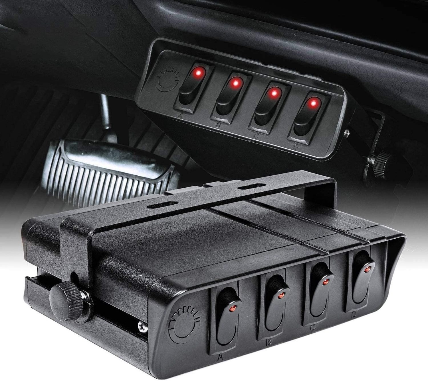 4 Gang Rocker Switch Panel Waterproof 12V-24V Car Control Aluminum Vehicle Box For Campers SUV