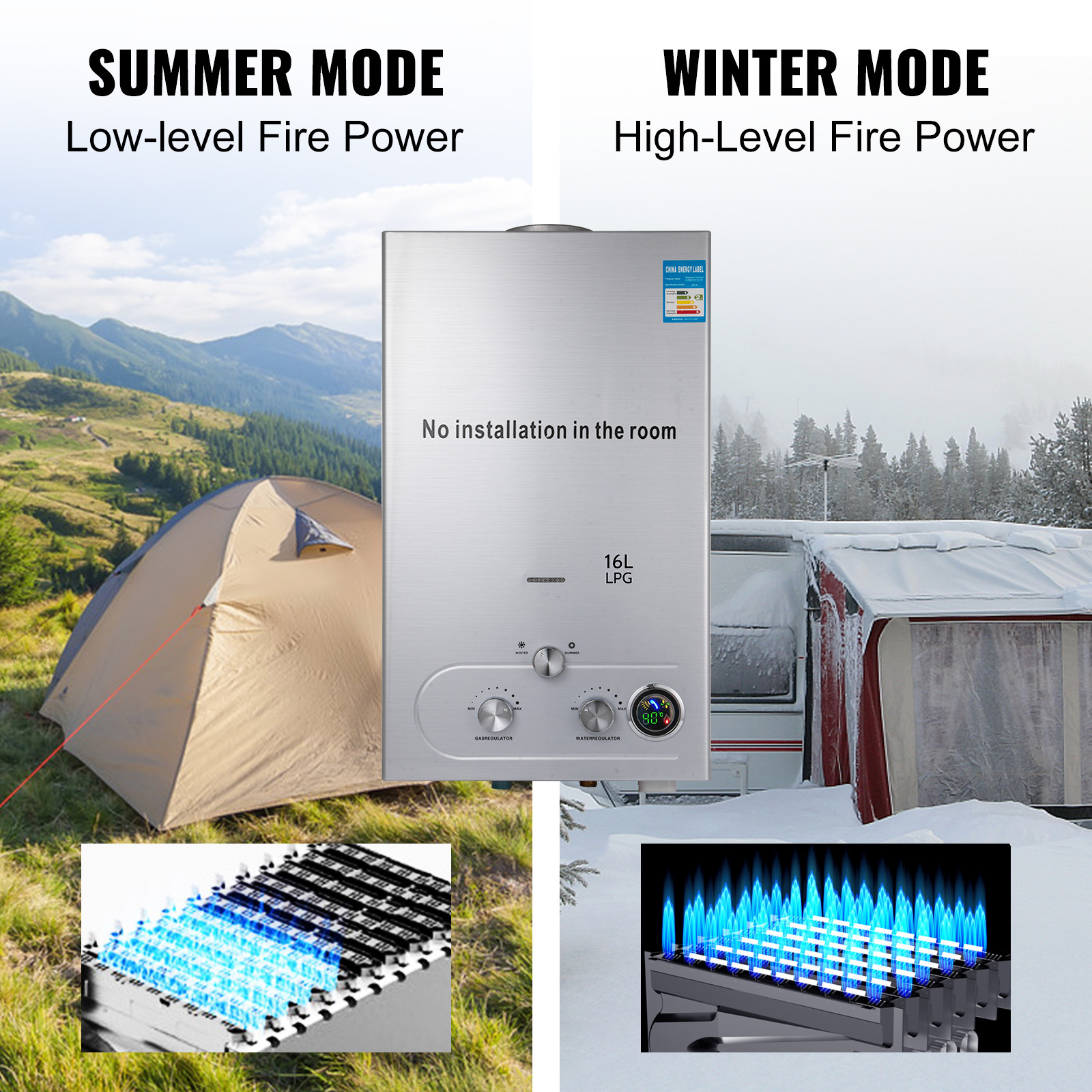 Hot Sale 16L portable water heater camping water heater gas water heaters