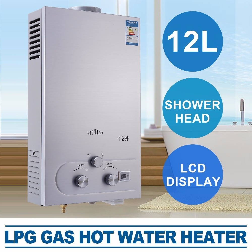 Stainless Steel 12L CNG Gas Hot Water Heater Propane Tankless Instant Boiler