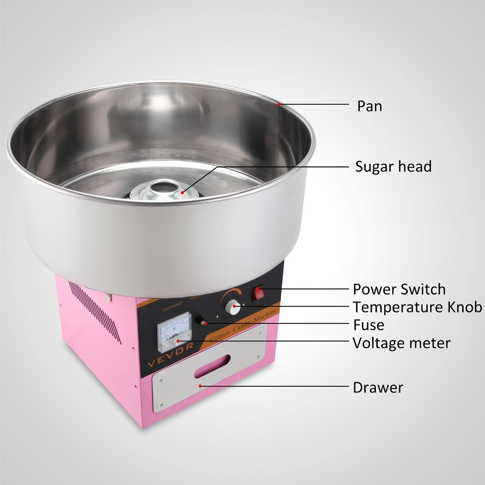 On Sale Commercial candy floss machine Pink Cotton Candyfloss Sugar Maker cotton candy machine