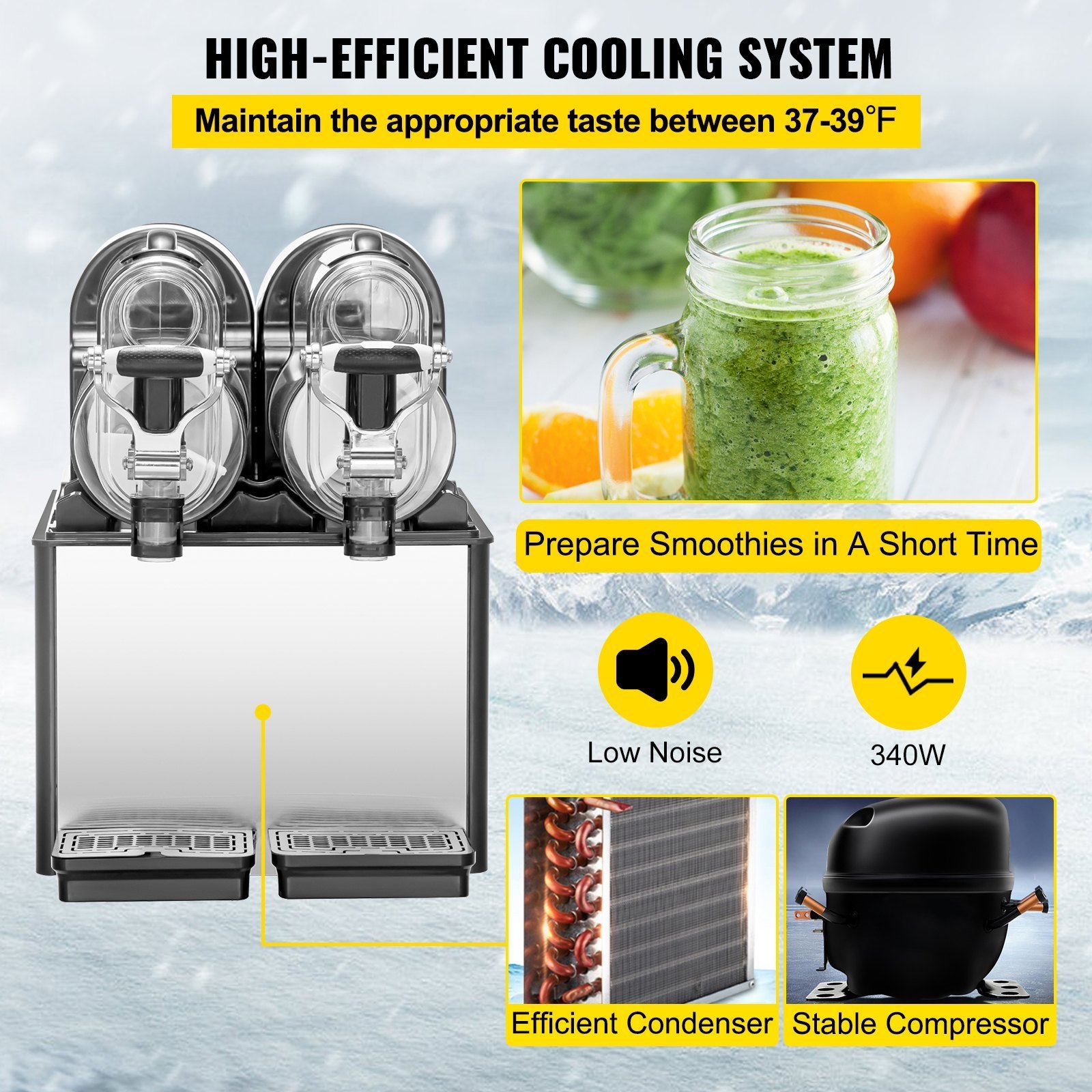 Slushy Machine 3L x 2 Daiquiri Machine Commercial double Bowl Frozen Drink Slush Machine