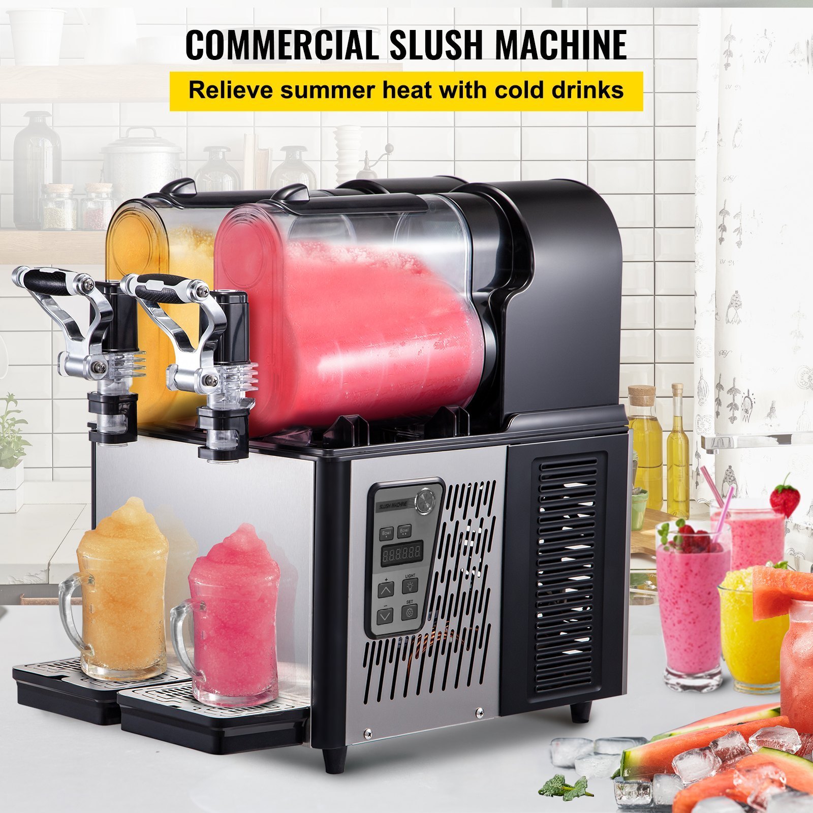 Slushy Machine 3L x 2 Daiquiri Machine Commercial double Bowl Frozen Drink Slush Machine