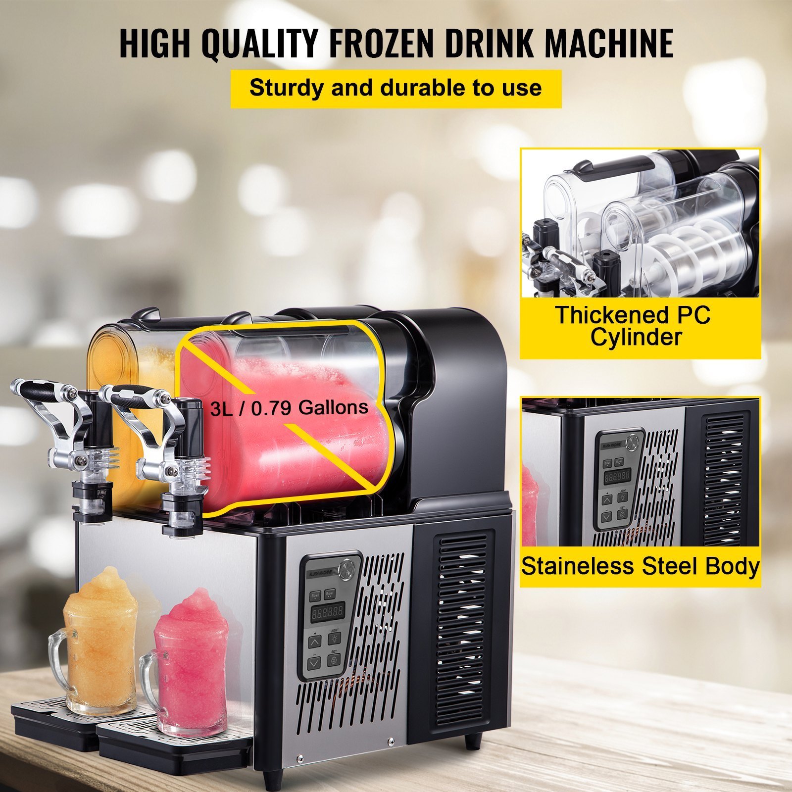 Slushy Machine 3L x 2 Daiquiri Machine Commercial double Bowl Frozen Drink Slush Machine