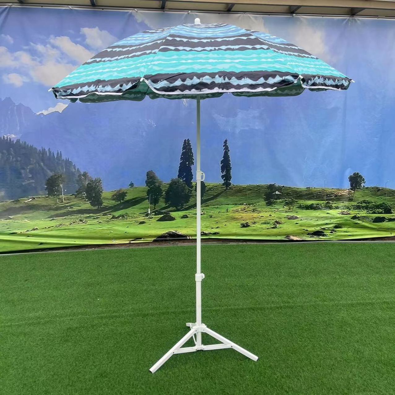 High quality tiltable lightweight portable aluminum traveling garden beach umbrella outdoor Stripe Umbrella