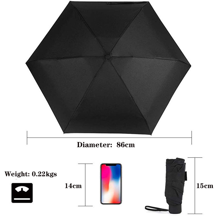 Hot selling custom Plastic super tiny umbrella gift 5 folding small mini pocket phone umbrella