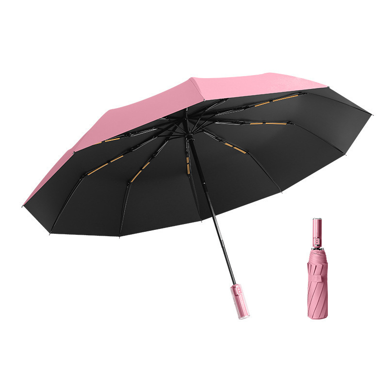 Newest design Crystal mechanical handle 3 folding umbrella windproof gift ladies girls popular market umbrella Rain gear