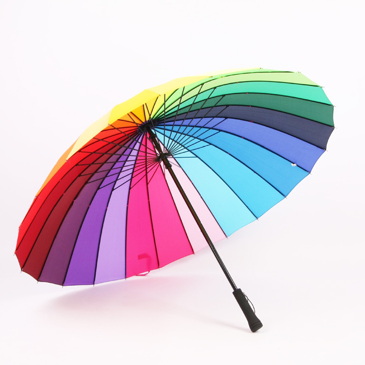 Straight umbrella rainbow golf umbrella 24k windproof golf umbrella