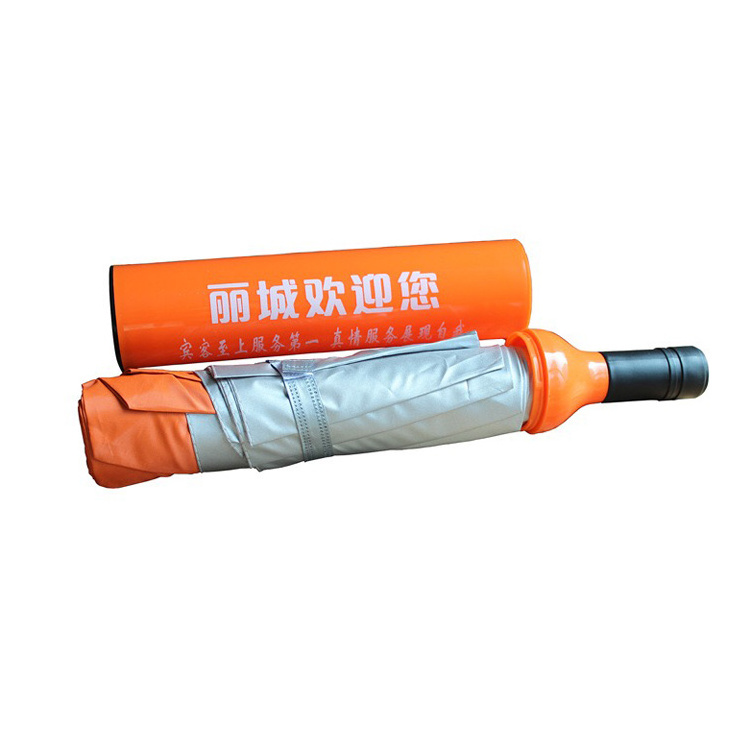 Custom logo printed polyester umbrella in a wine bottle UV protection umbrella red umbrella bottle