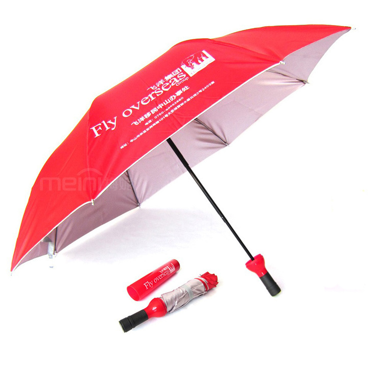 Custom logo printed polyester umbrella in a wine bottle UV protection umbrella red umbrella bottle