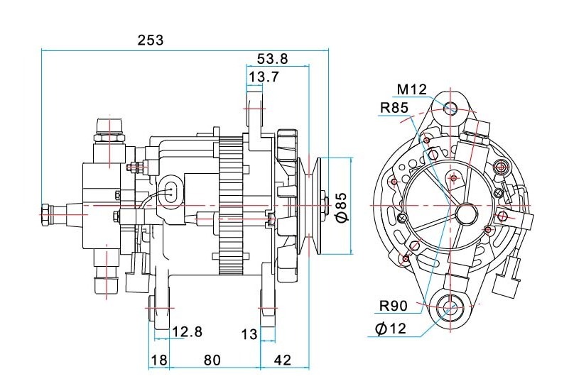 Factory  direct  sale Apply to 4D32 4D31 4D30 4DR6  4DR5  engine 24V-35A 12V-70A car alternator