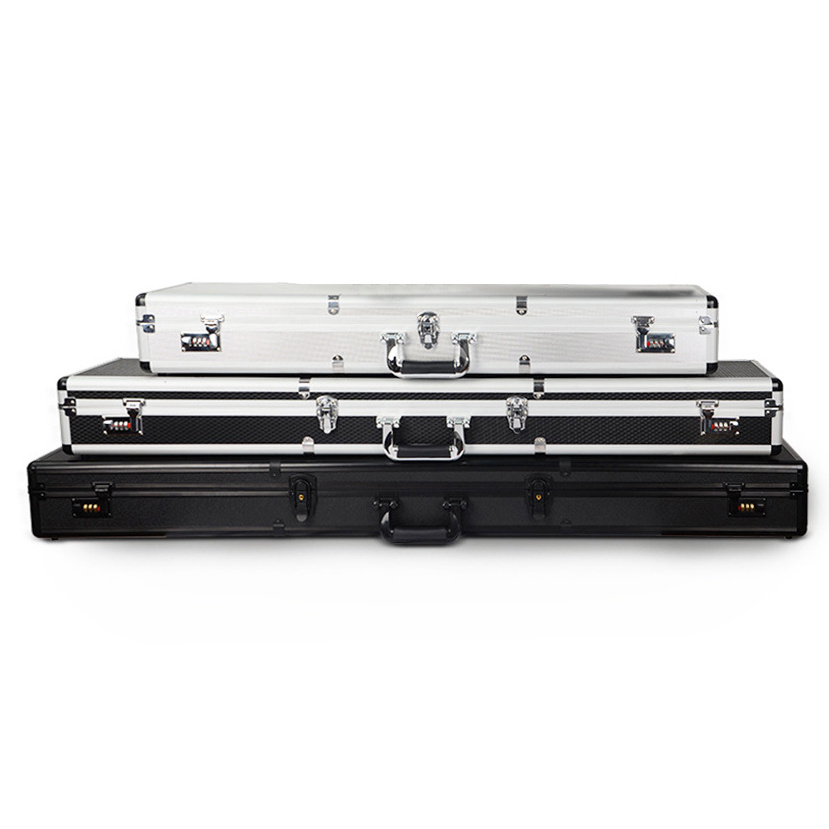 Factory Waterproof High Quality Black Aluminum Tool Long Case with Foam Lockable Box Safety Case