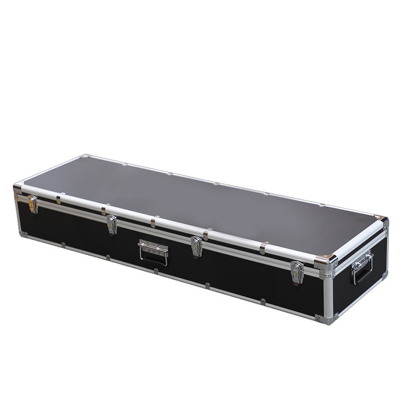 Factory Waterproof High Quality Black Aluminum Tool Long Case with Foam Lockable Box Safety Case