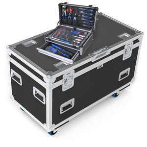 Manufacturer Rolling Flight Aluminum Tool Case with Drawers, Heavy Duty Metal Drawers Case Trolley Box