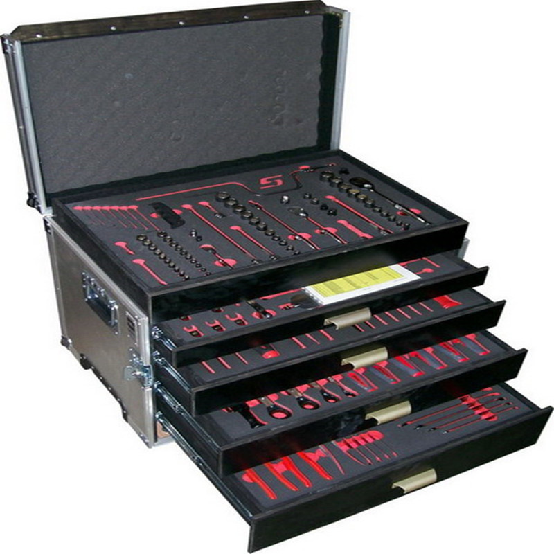 Manufacturer Rolling Flight Aluminum Tool Case with Drawers, Heavy Duty Metal Drawers Case Trolley Box