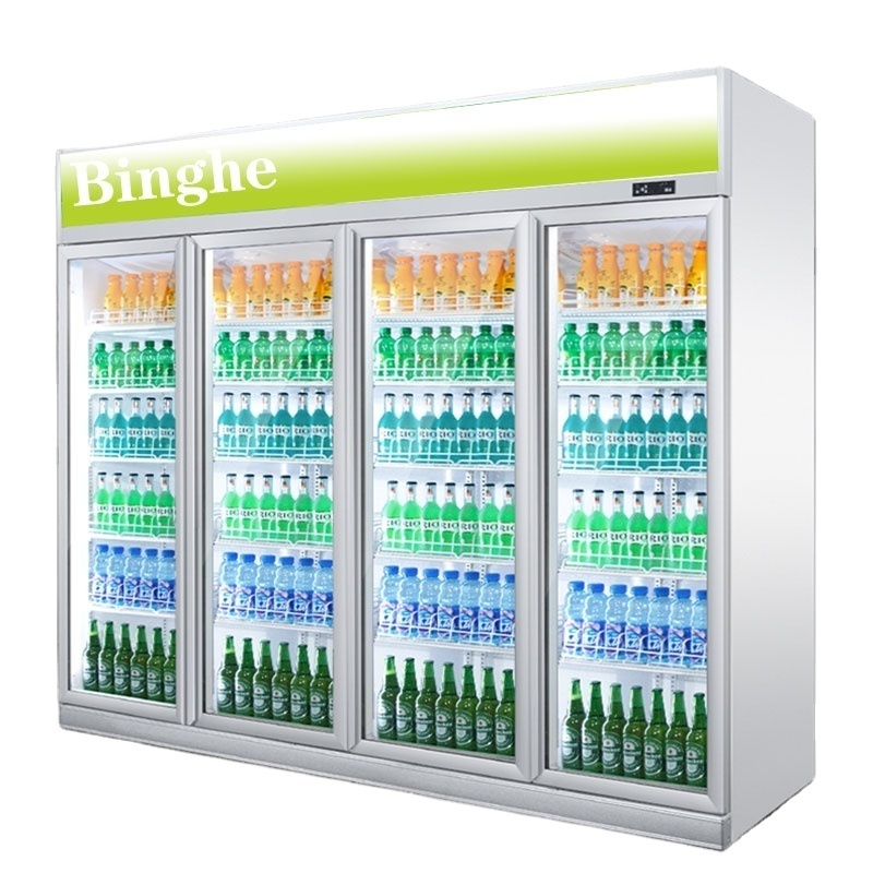 vertical commercial corner beverage refrigerated showcase display cabinet Chain supermarket freezer