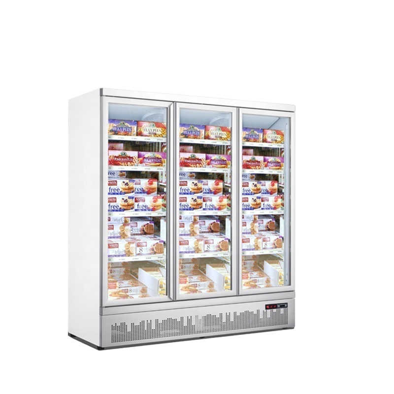 Commercial Freezer Display Upright Chiller Supermarket Refrigerator Beverage Cabinet