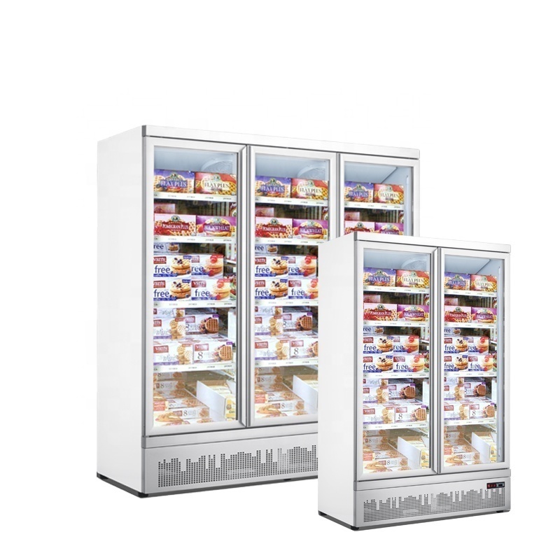 Commercial Freezer Display Upright Chiller Supermarket Refrigerator Beverage Cabinet