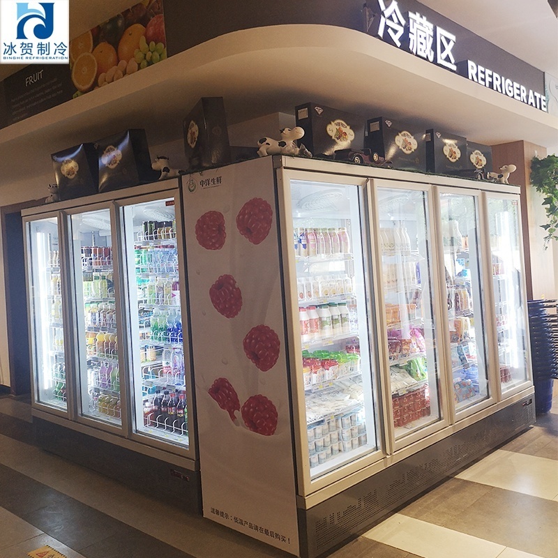 Commercial Freezer Display Upright Chiller Supermarket Refrigerator Beverage Cabinet