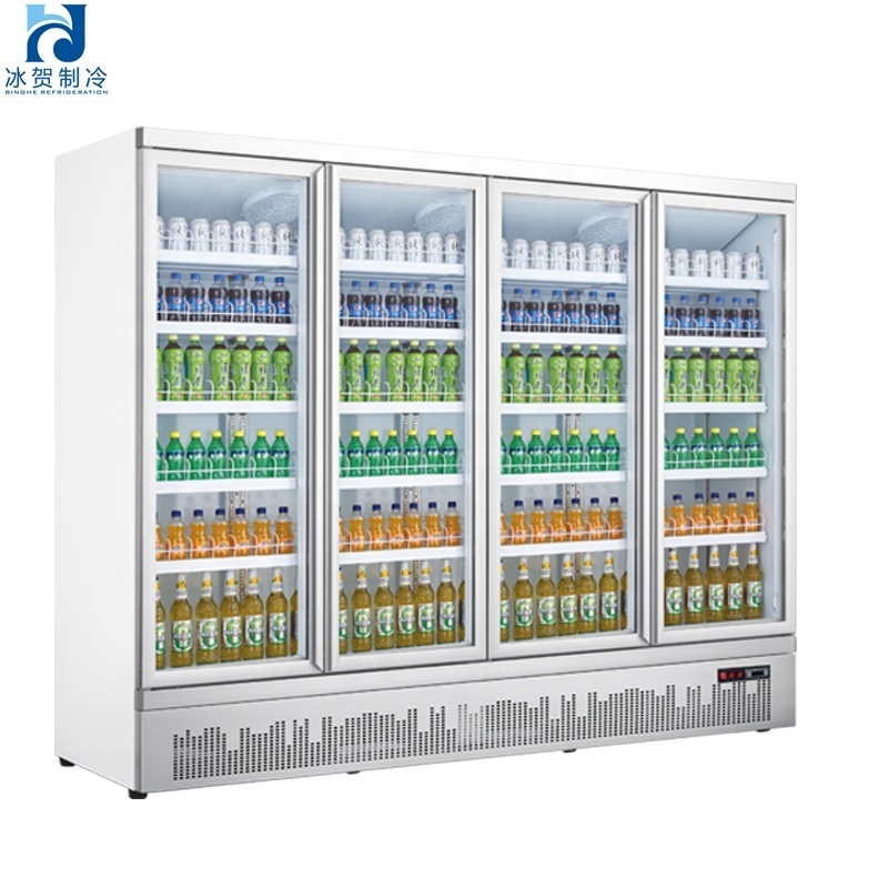 Commercial Freezer Display Upright Chiller Supermarket Refrigerator Beverage Cabinet