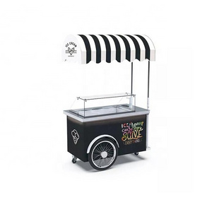 2022 New Commercial Mobile Display Cooler Australia Ice Cream Cart with Umbrella