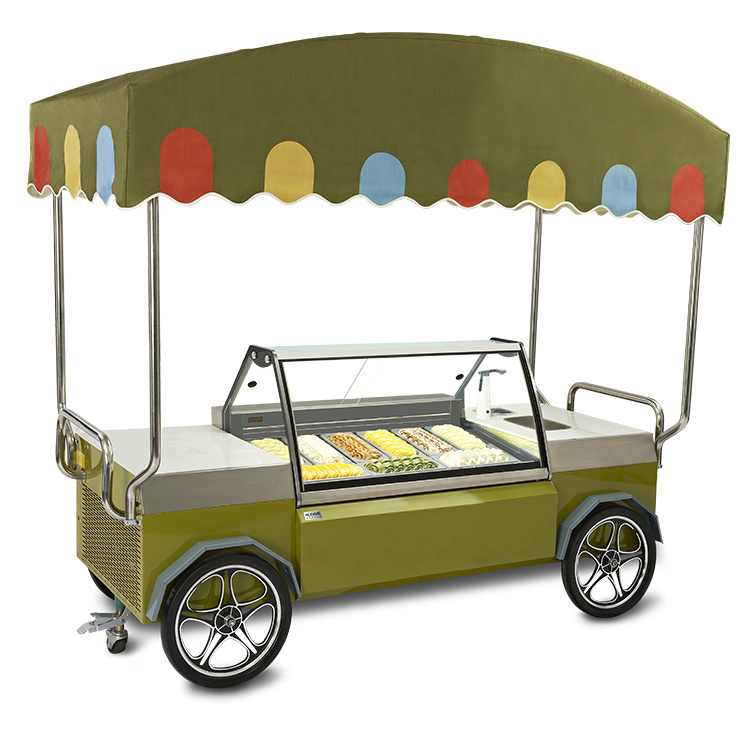 italian vintage beach electric mobile food ice cream slush cart with wheels