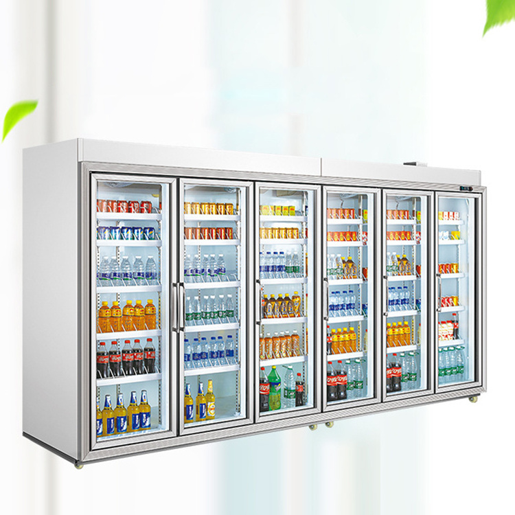 vertical commercial corner beverage refrigerated showcase display cabinet Chain supermarket freezer