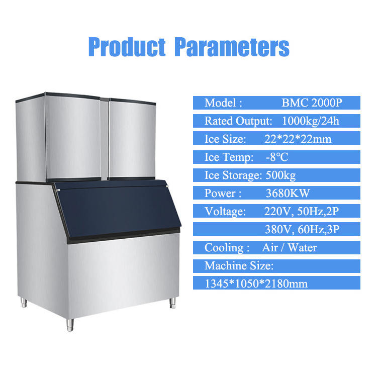 Commercial Cube ice maker machine crystal Cube Ice Machine 1000kg Per Day Ice Maker Machine for sale