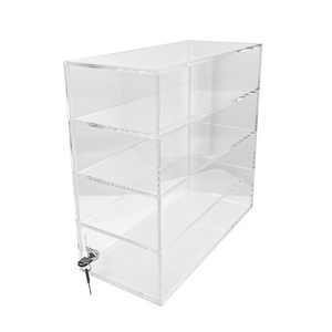 Custom Logo acrylic display cabinet Organizer multi-layer Clear transparent acrylic Storage display Case with lock