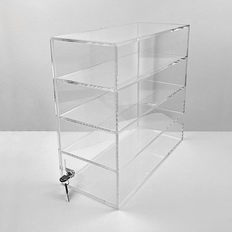 Custom Logo acrylic display cabinet Organizer multi-layer Clear transparent acrylic Storage display Case with lock