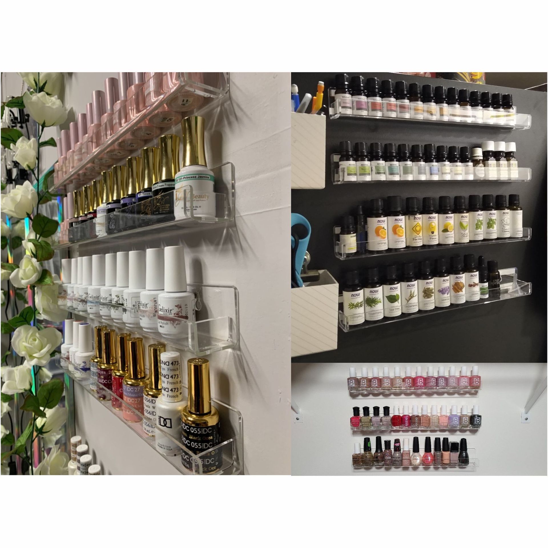 Wholesale Custom Wall Mounted Multi-Tier Nail Polish Clear Acrylic Display Rack with End Inserts