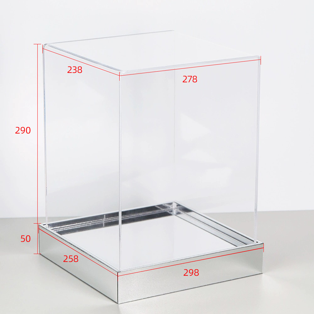 Custom Countertop Plexiglass Acrylic Display Case Display Figures Dolls Clear Display Cube Acrylic Boxes with Thick Base