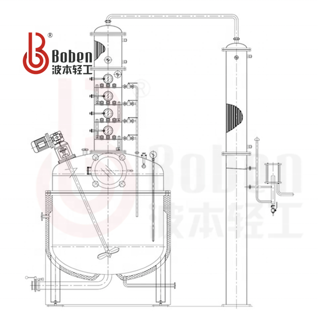 Steam Jacketed Tank/Boiler With Copper Distiller Column and Mixer/Agitator for Distillation Equipment