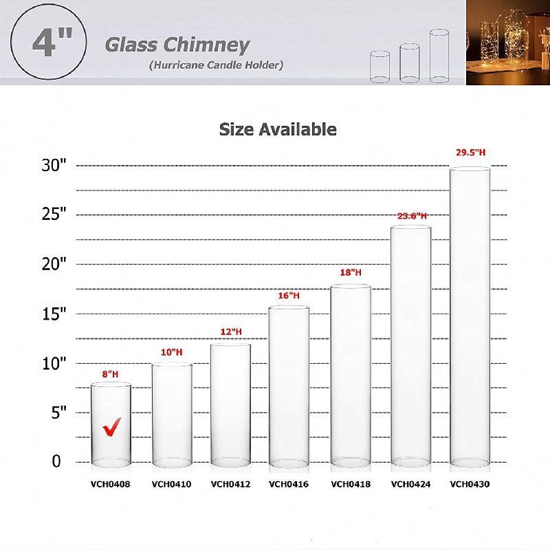 Bottomless Cylinder Open Ended Glass Hurricane Candleholder Tube Shade Multiple Size Choices Open Flame Candle Chimney Tube Cove