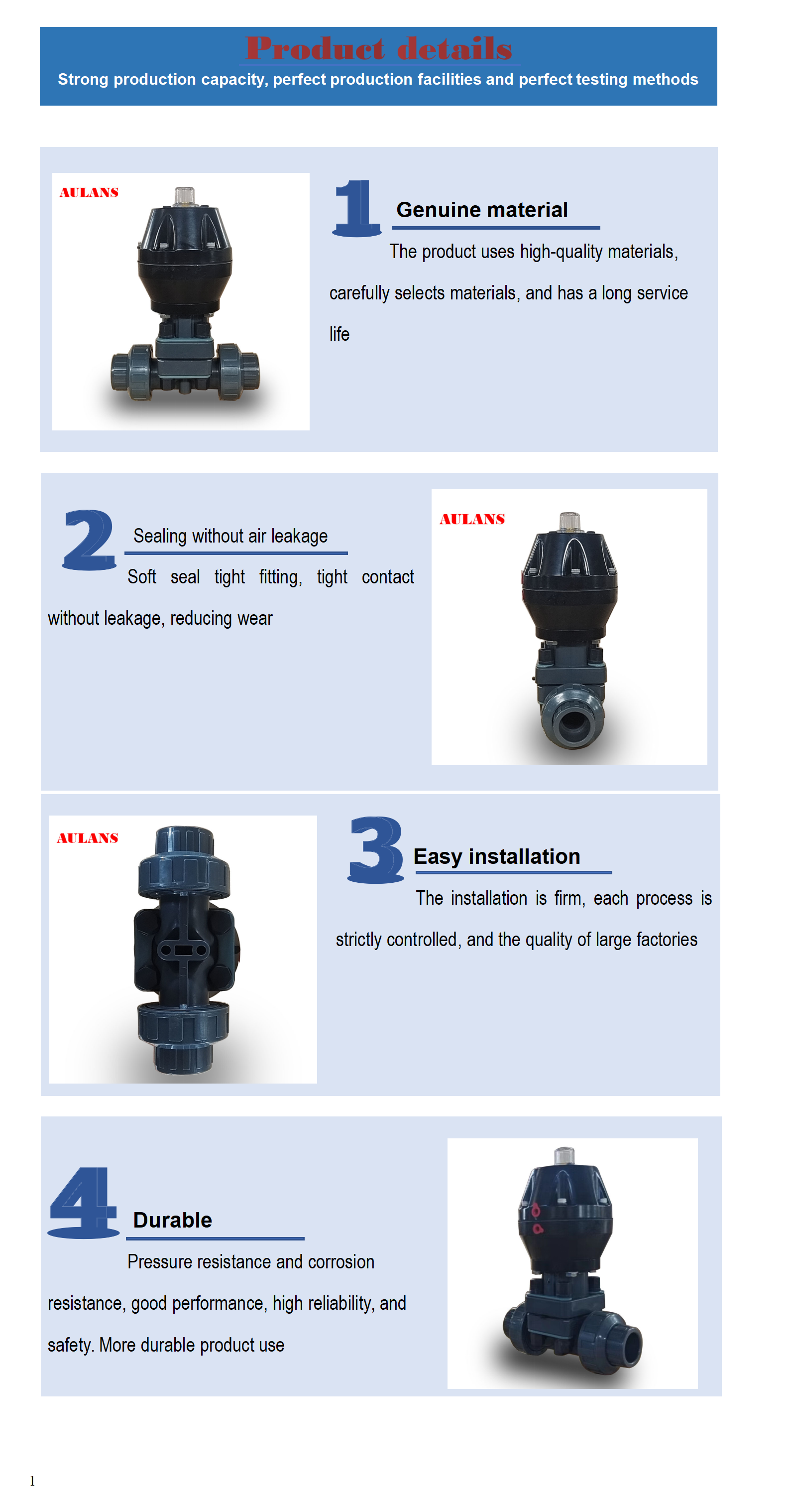 PPH PVDF Control Valve Pneumatic UPVC Double Driven Diaphragm Valve With Thread Flange Connection Type