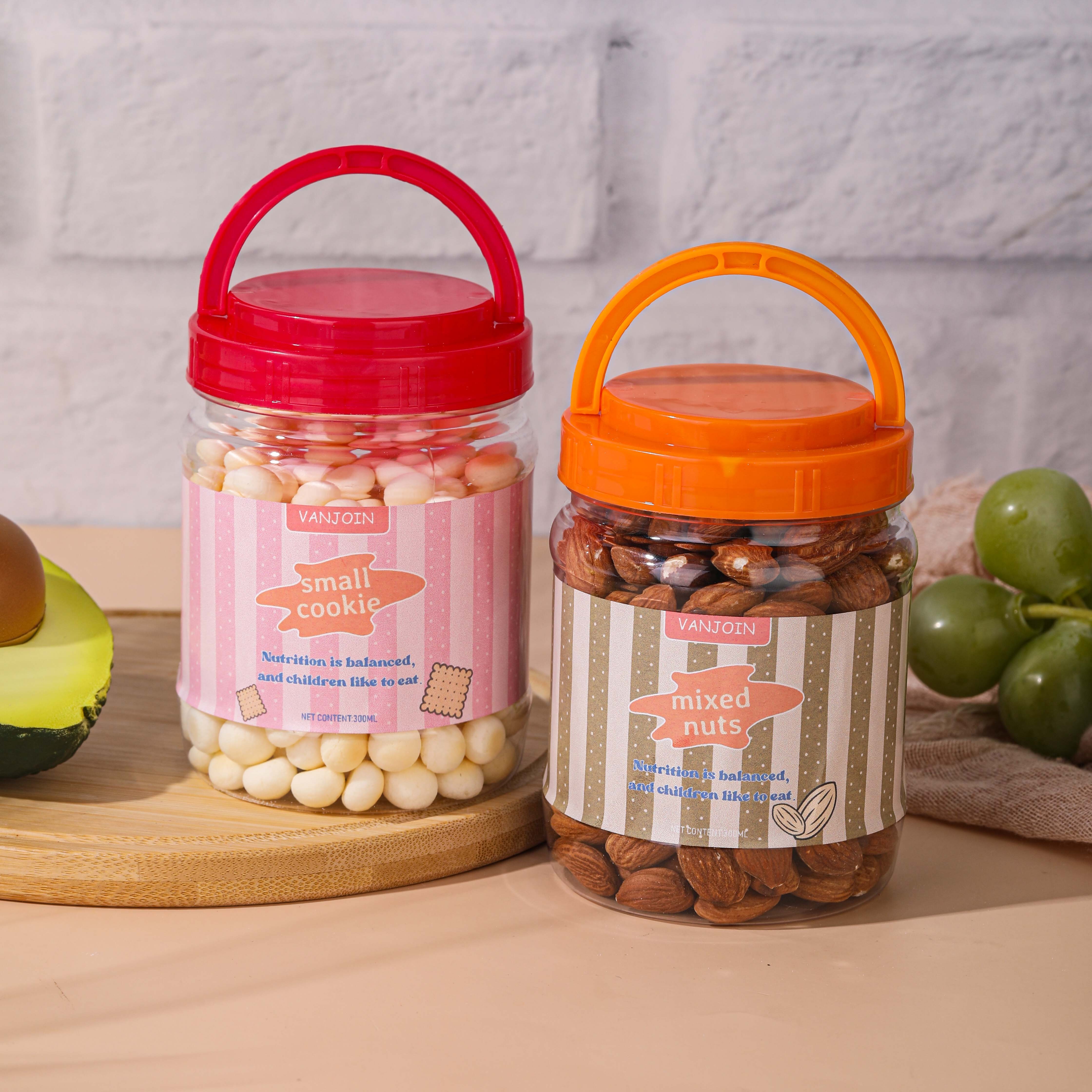 Food Grade Clear 1000ml 750ml 500ml Pet Cookie Jar Plastic Jar For Candy Peanut Butter Honey Jams Jar