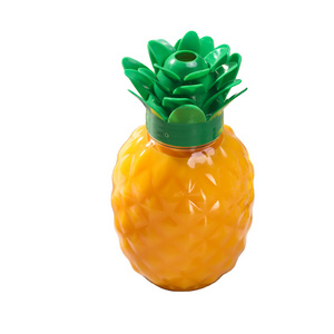 Wholesale 500ml Pineapple Plastic Drinking Bottle Straw Cup Disposable Transparent Fruit Shaped Bottle