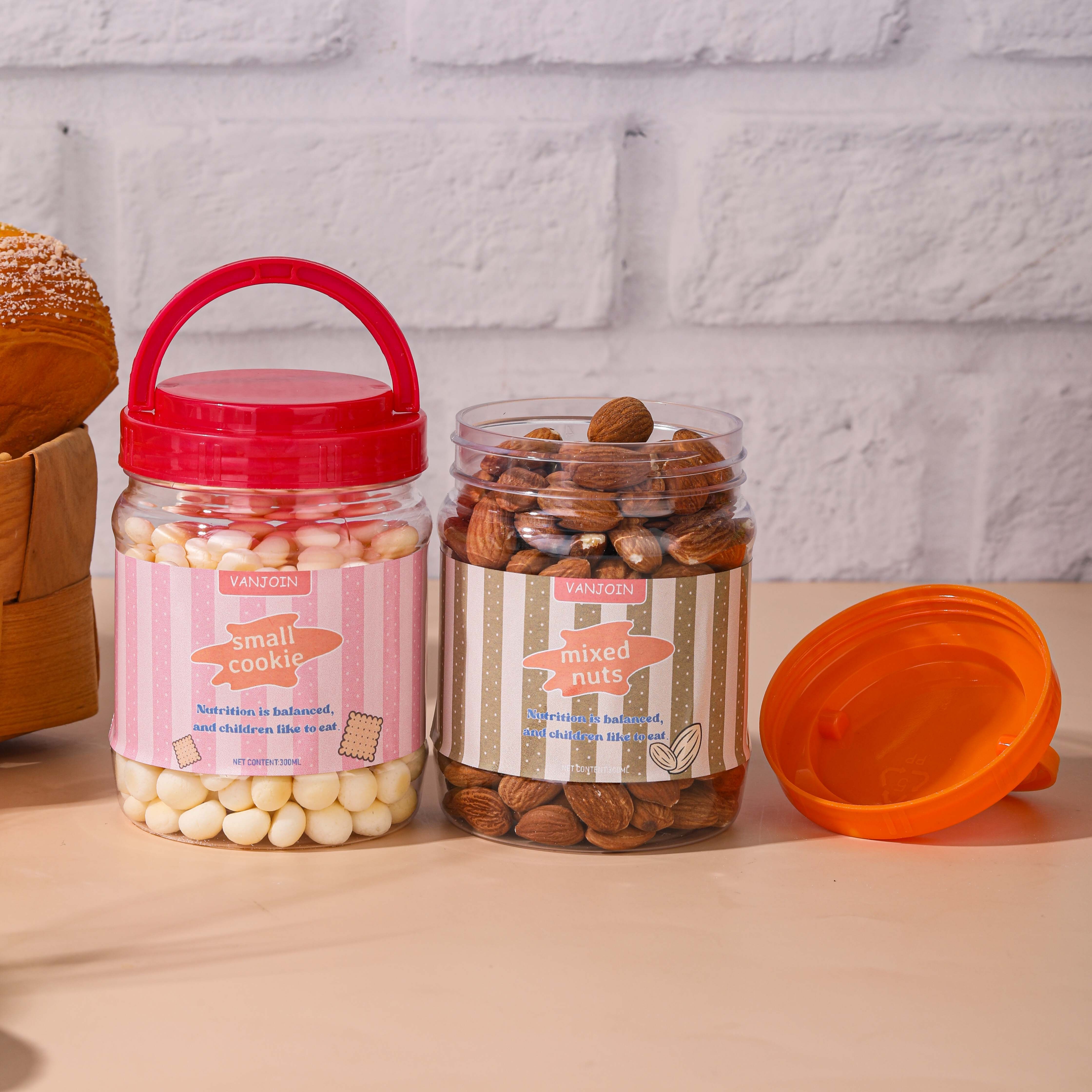 Food Grade Clear 1000ml 750ml 500ml Pet Cookie Jar Plastic Jar For Candy Peanut Butter Honey Jams Jar