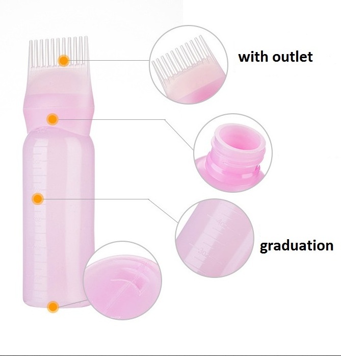 Wholesale 160ml empty Soft Squeezable Plastic Beauty Salon Hair Comb bottle And Hair Dye Oil Applicator brush Bottle with Comb